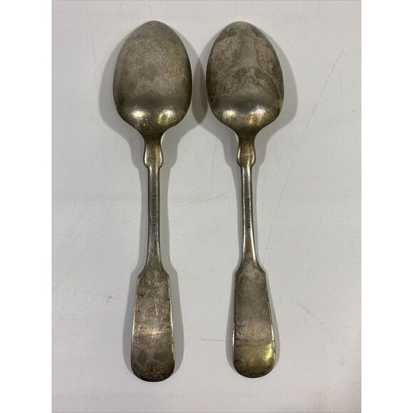 Vintage Rogers Silverplate Serving Spoon Set (2) Tipped Pattern Anchor AA 8” - Picture 4 of 4